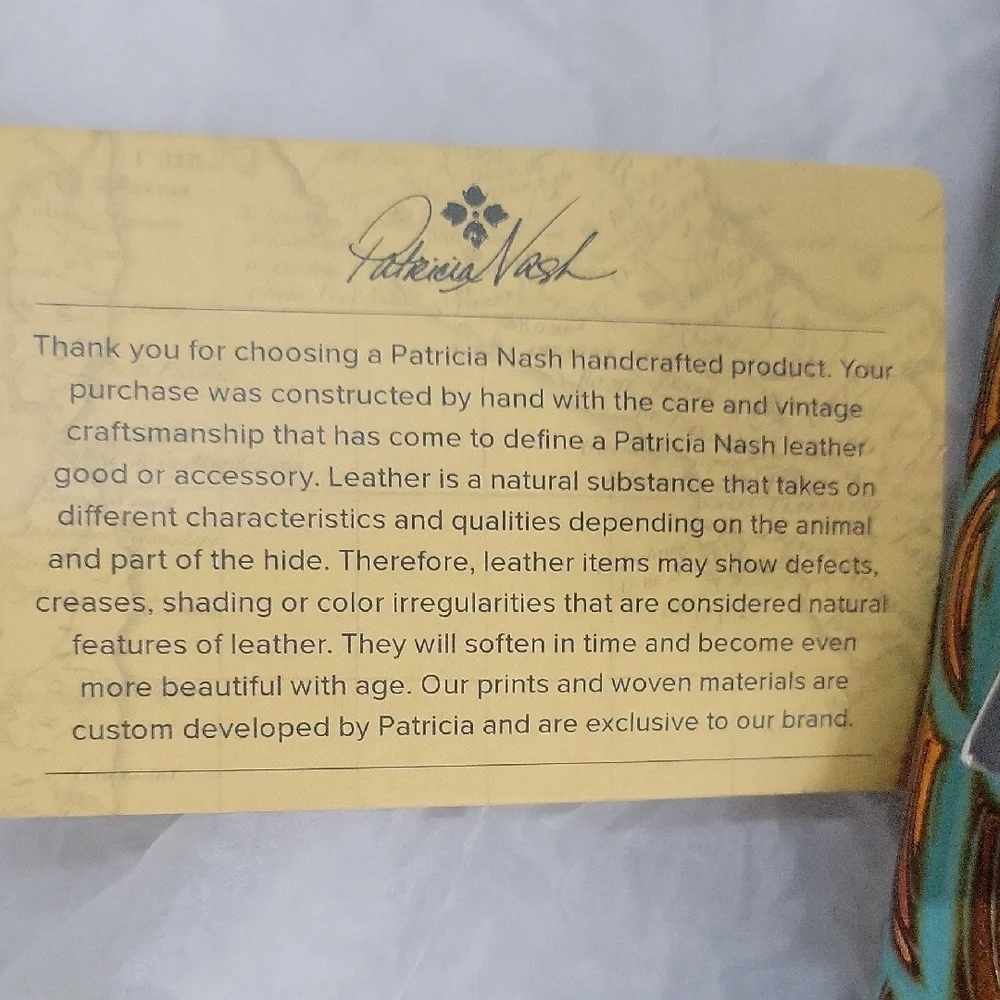 Patrcia Nash Turquoise Tooled Leather Wallet with Bronze Design RFID Protect